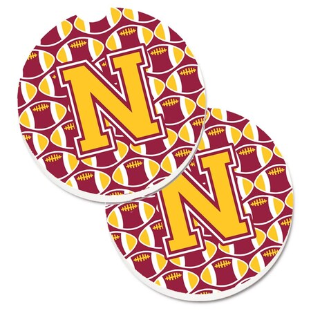 Carolines Treasures Letter N Football Maroon and Gold  Cup Holder Car Coaster, PK2 CJ1081-NCARC